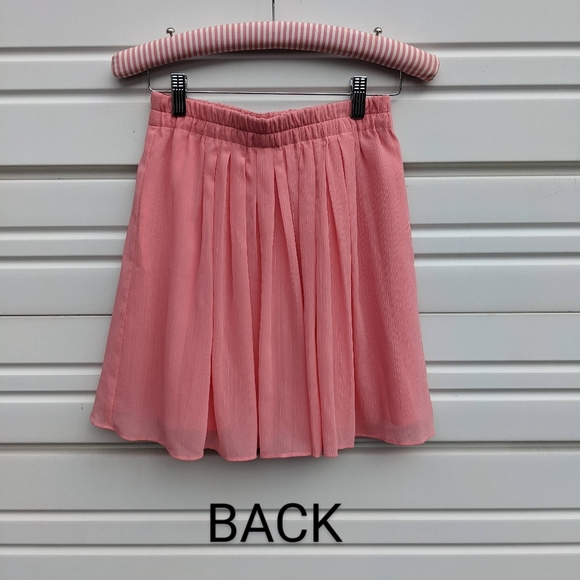 LOFT Mini Skirt Coral XXS pleats flowy sheer light weight dressy elastic waist - Picture 2 of 14